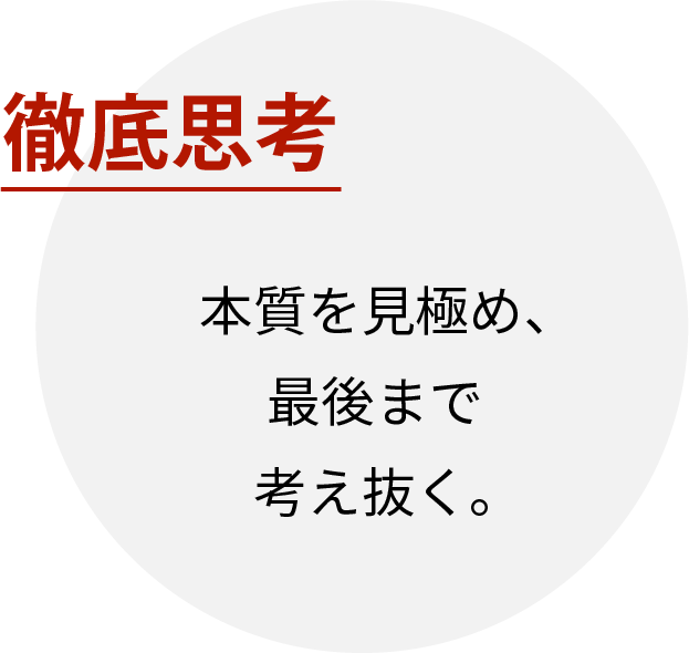 徹底思考|本質を見極め、最後まで考え抜く。